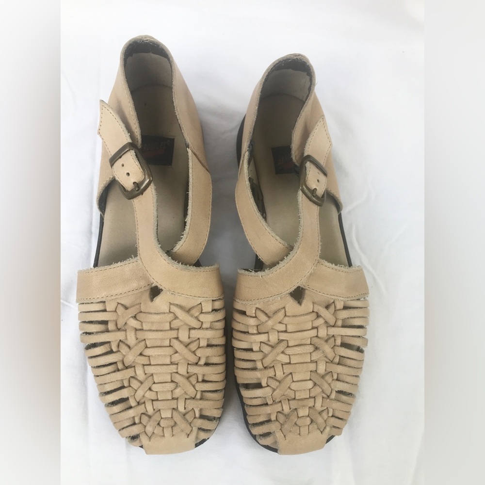 Cream Huarache Sandals Beige Woven Leather